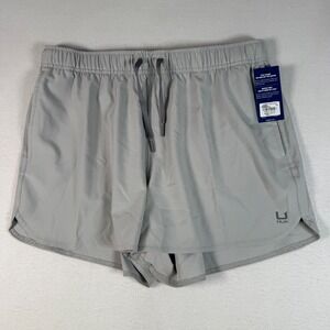 Huk Mens Pursuit Volley Short Gray Size L Elastic Waist Drawstring Pockets